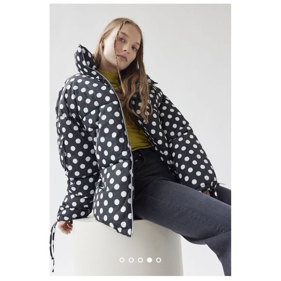 Noize Faika polka dot puffer jacket Medium black white oversized NWOT MSRP $220 - Picture 4 of 5
